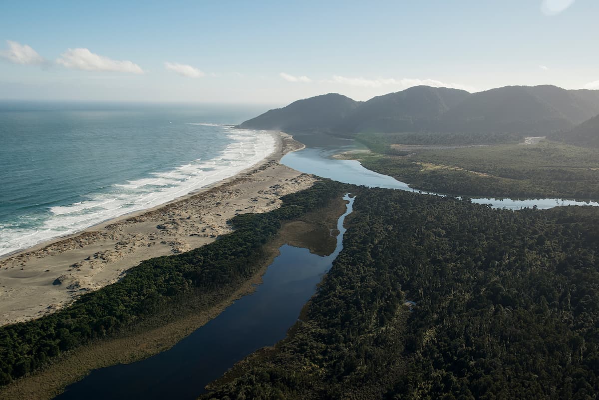 Martins bay sandspit from above